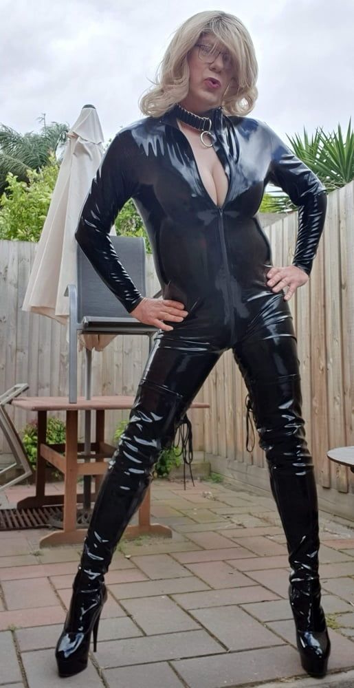 Rachel Latex in her Catsuit and Thigh Highs #10