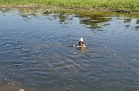 bathing in derzha river         