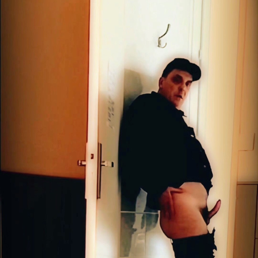 Jerk off and ass show in front of a door #11