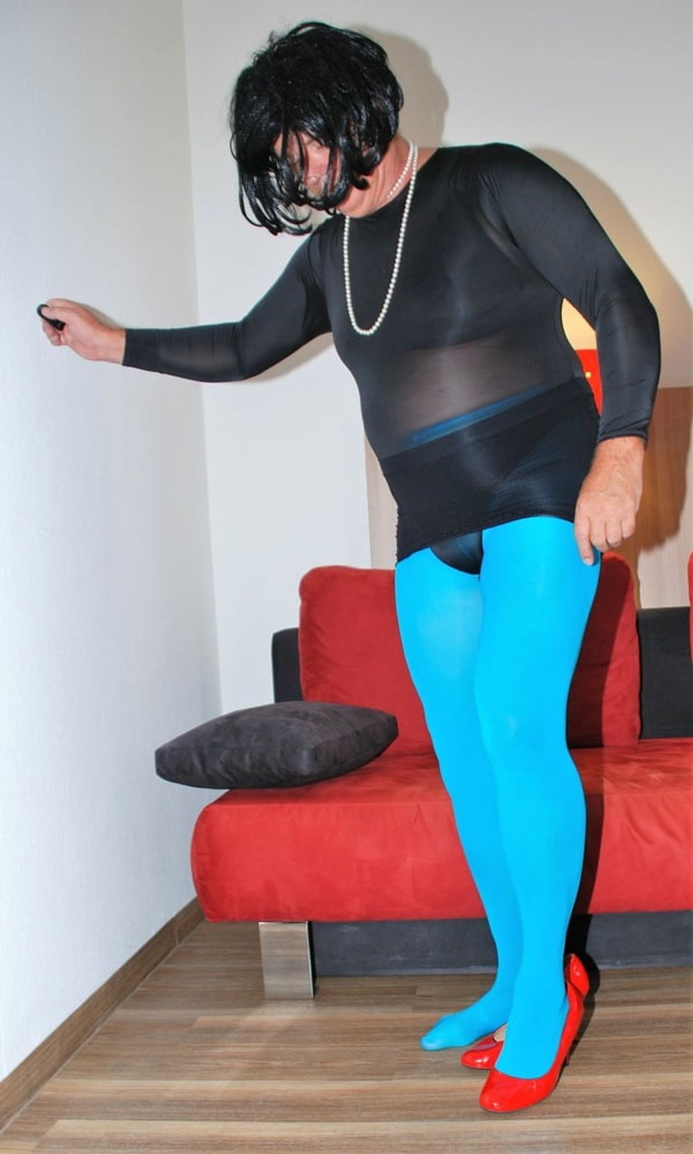 Leotard black tights blue #14