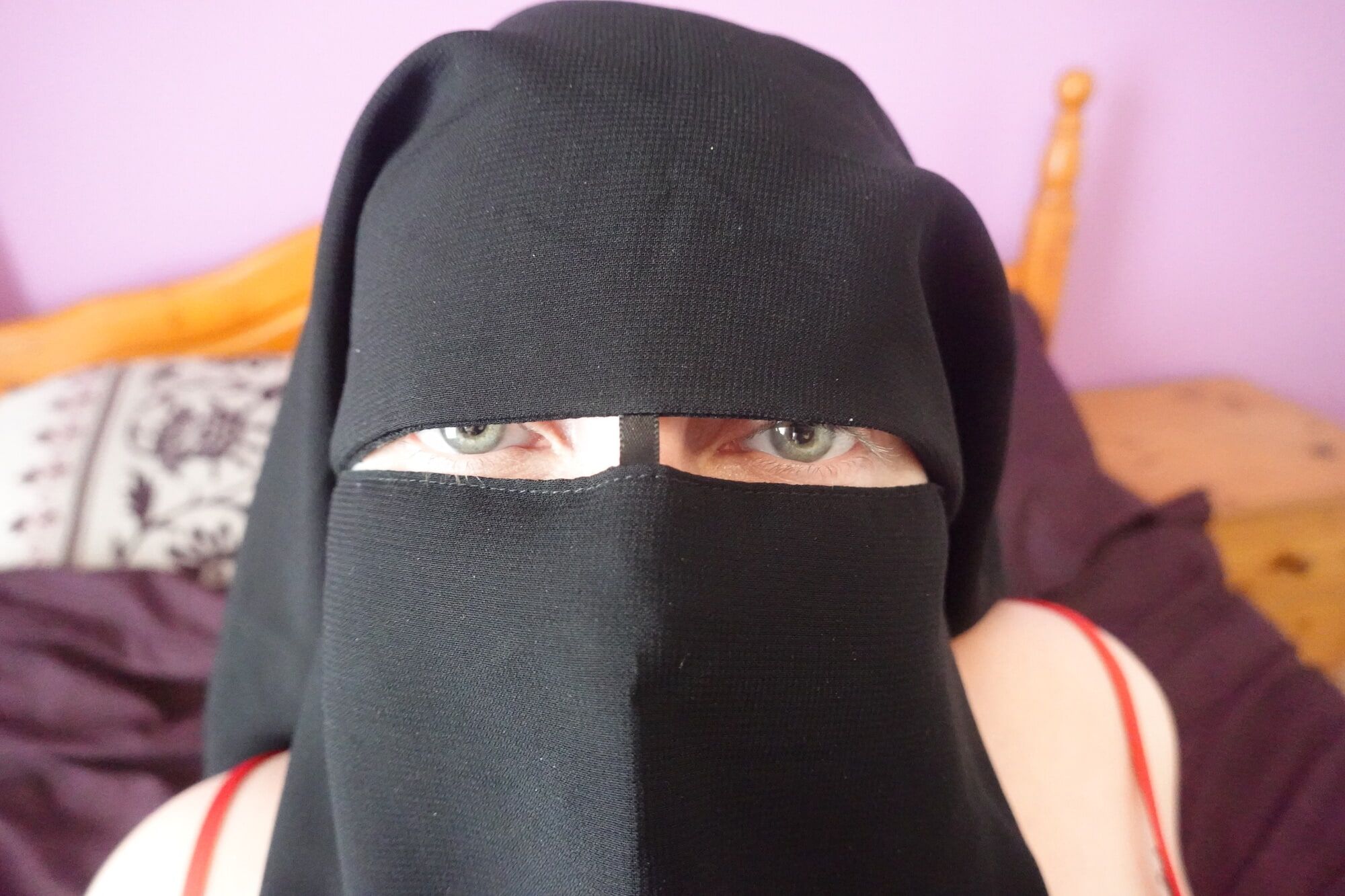 Wife in Niqab and silk nighty #23
