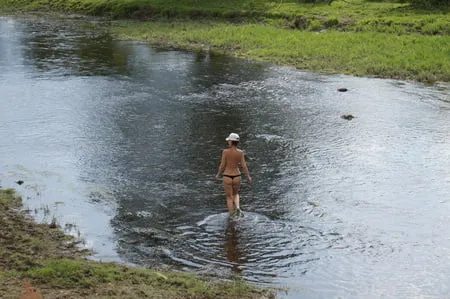 nude in rivers water         