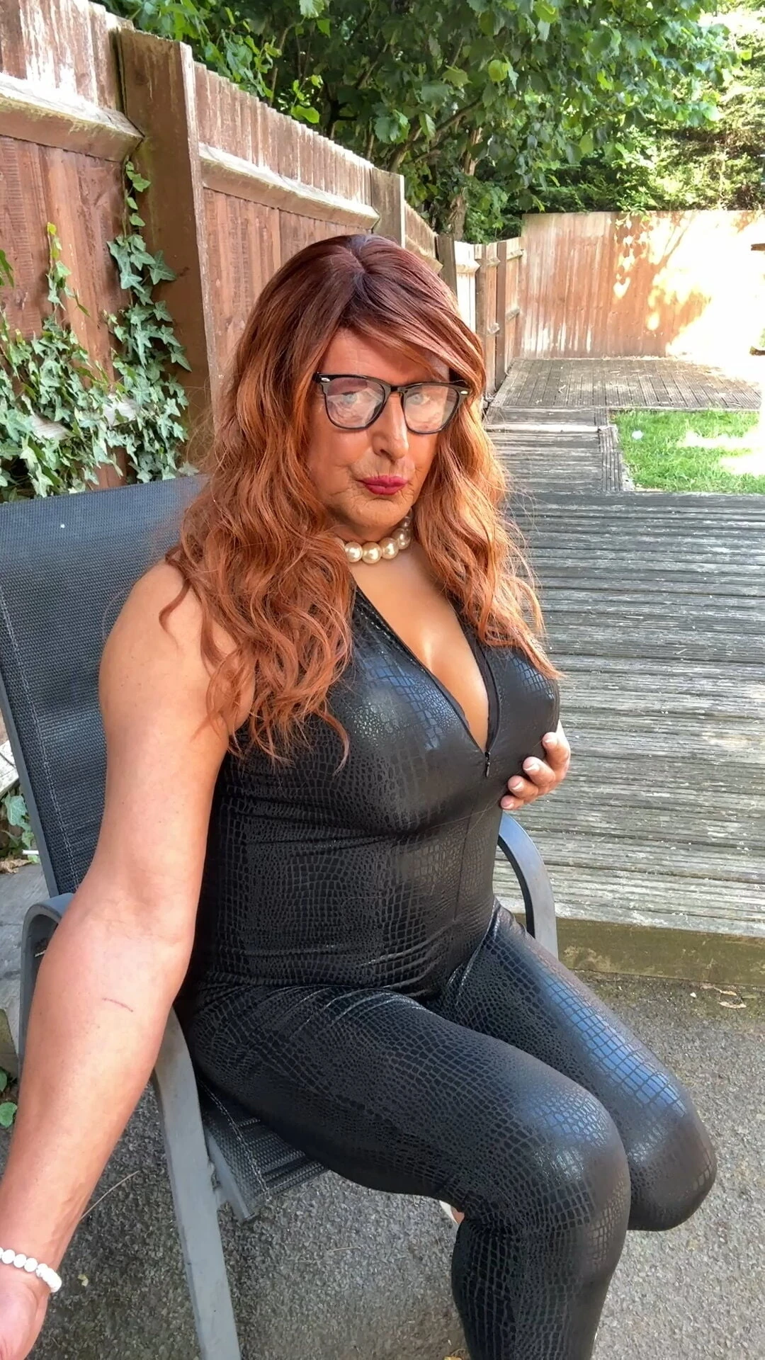 Sexy Crossdresser kellycd2022 in black pvc catsuit  #14