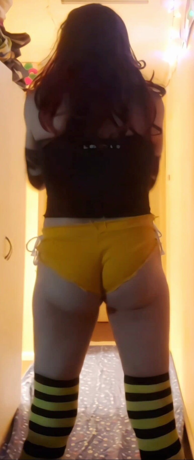 My little dangling shecock and yellow shorts #24