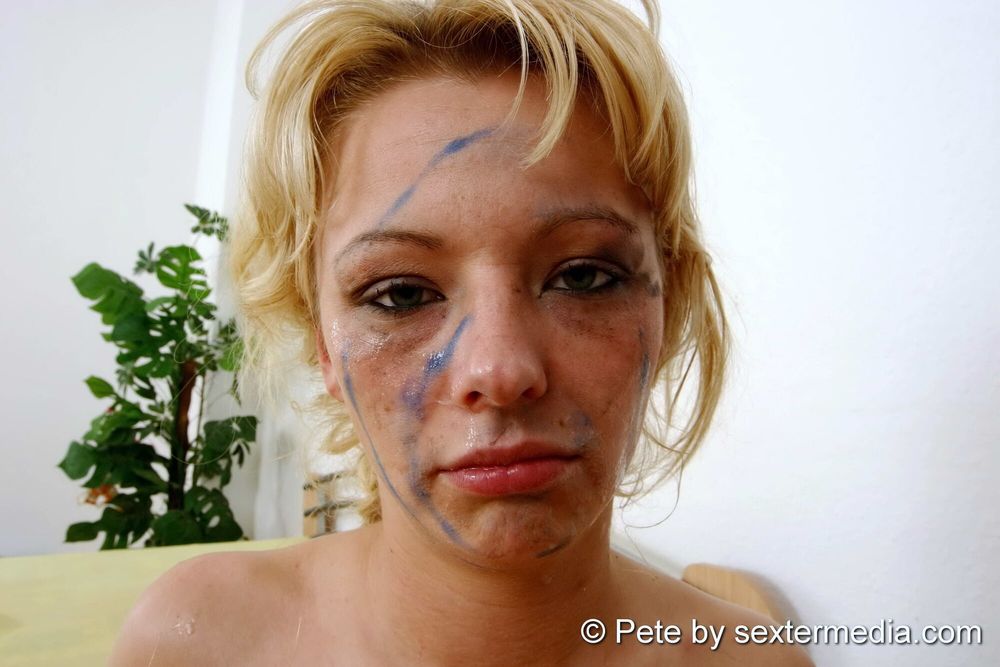 Blonde bitch pissed on and sprayed in the face #18