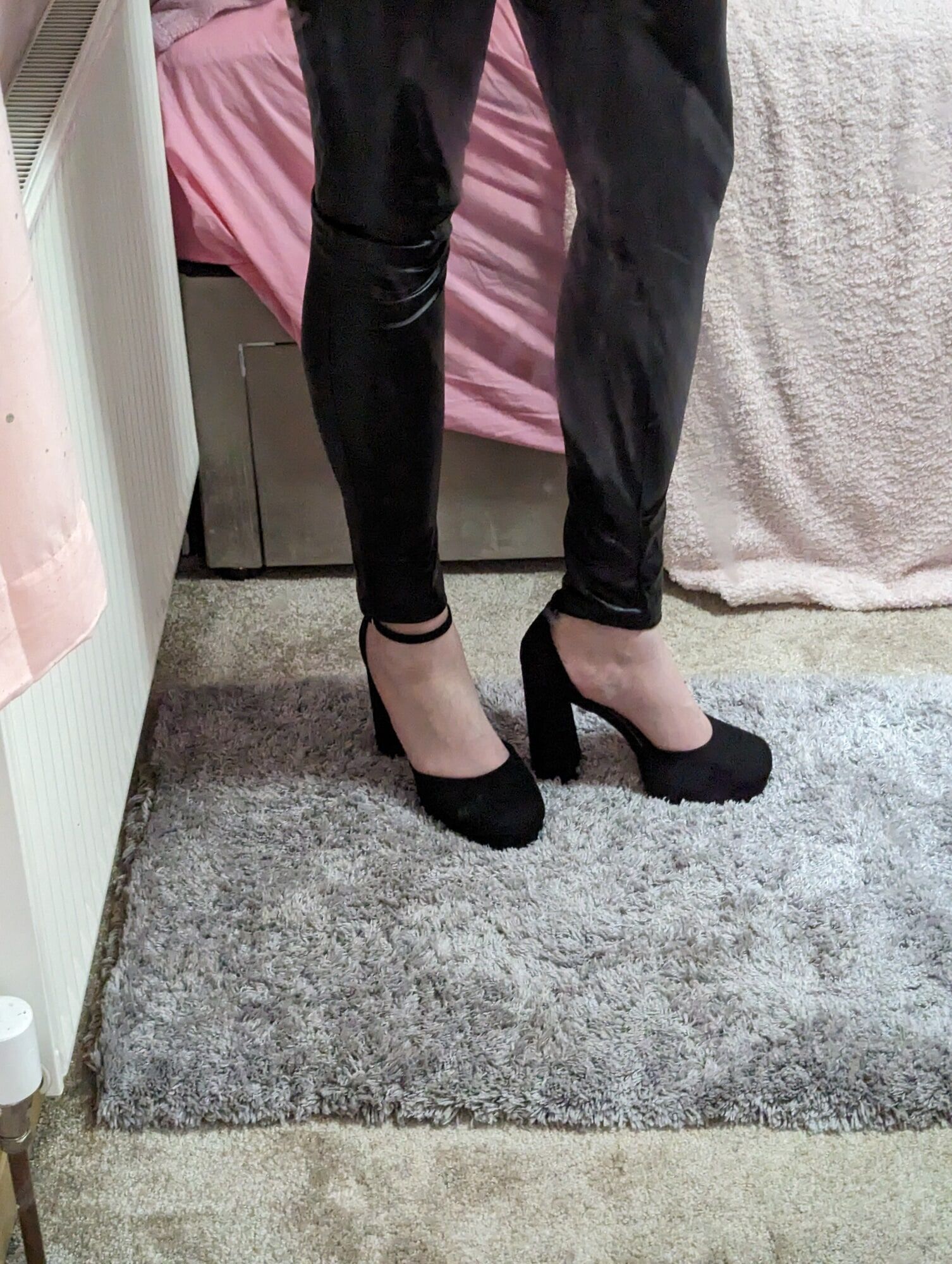 New 5 inch heels and tight shiny leggings