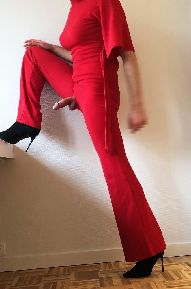 Red tight jumpsuit