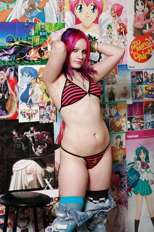 Anime Junkie Girl doing strip tease #8