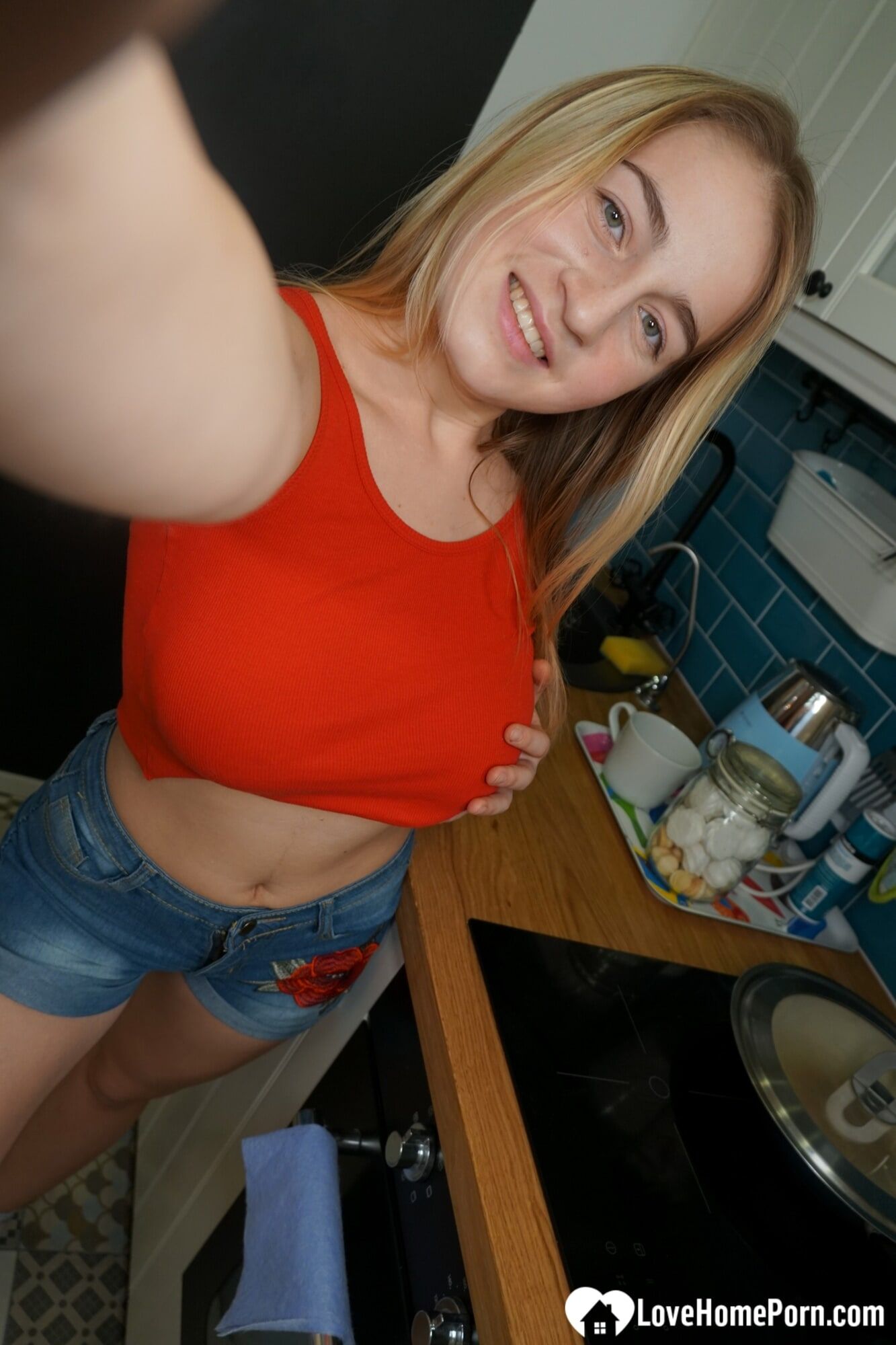 Blonde cutie loves to show her big tits #15