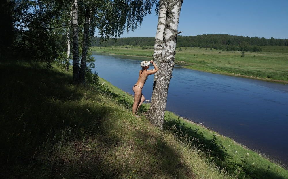 Nude near birch upon Volga #9