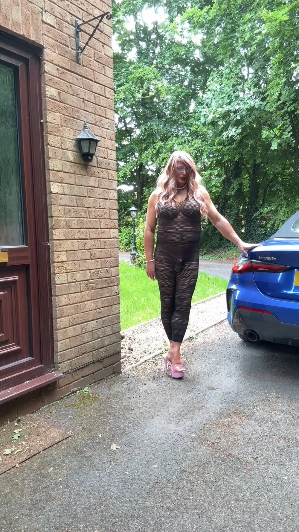 Sexy Crossdresser kellycd2022 in sexy black fishnet catsuit  #26