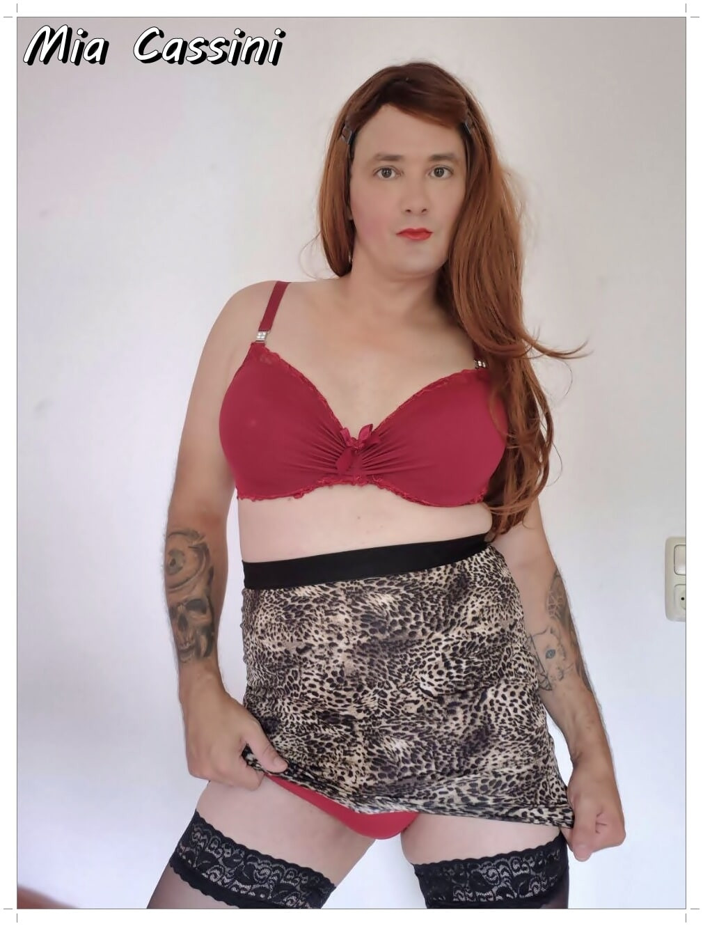 Red Lingerie & leopard Miniskirt #16