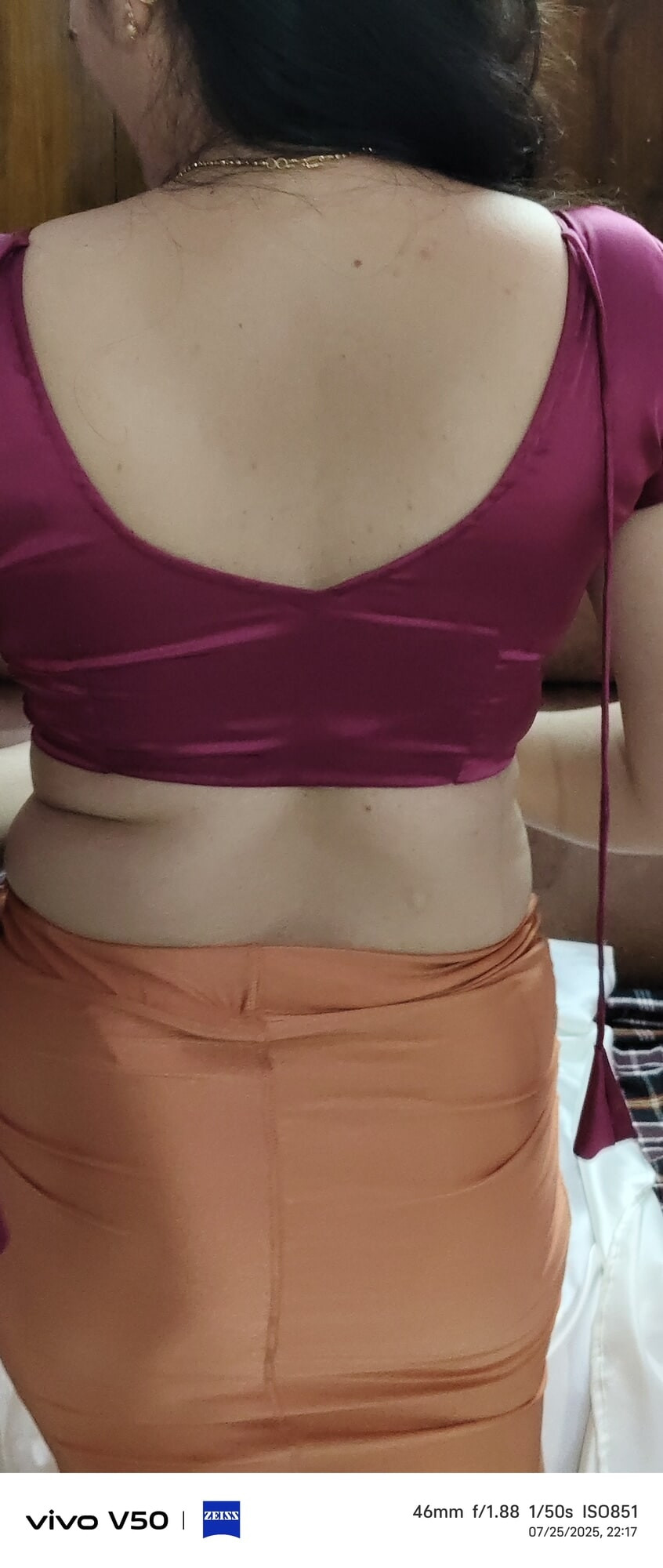 Brown and white saree random pics #3