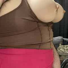 Trying out my different outfits with my new boobs