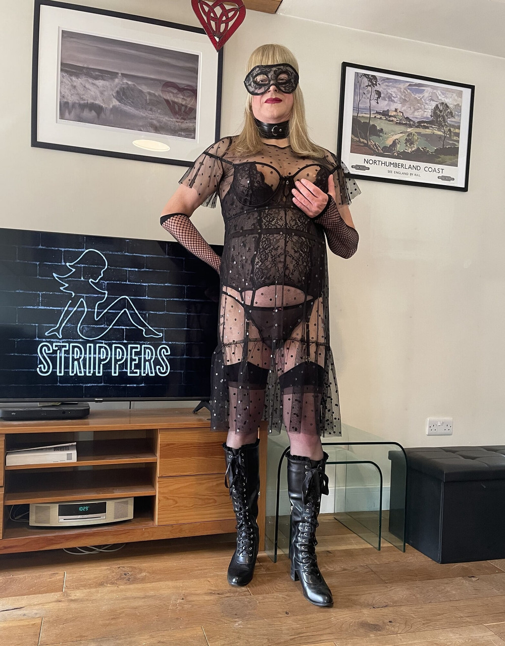 crossdressed in black lingerie #10