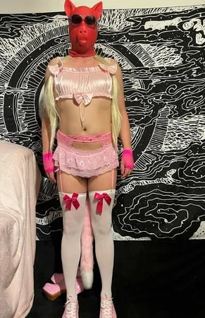 sissy wearing ultra tiny cock cage and lingerie         