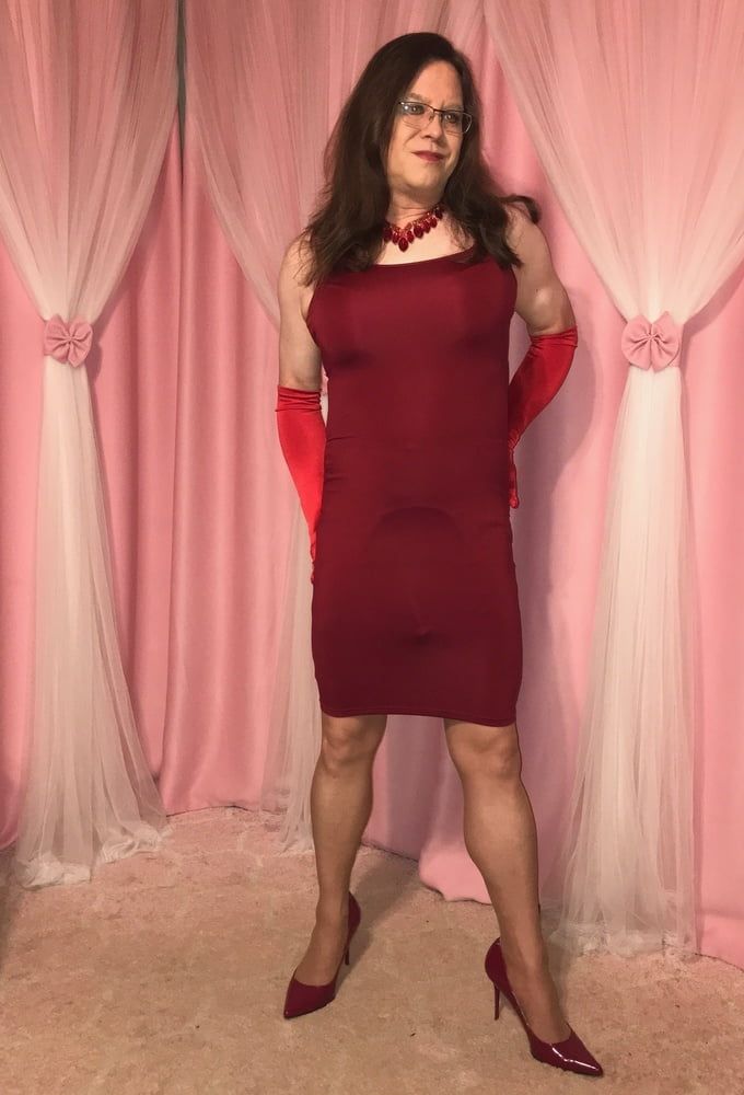 Joanie - Wine Red Pencil Dress #3
