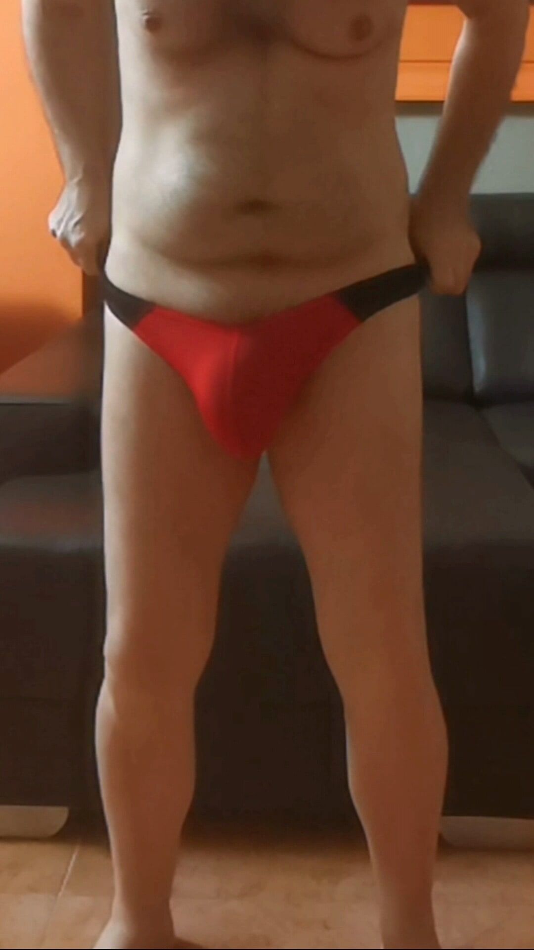 GREAT BULGE IN BLACK&RED THONG #13