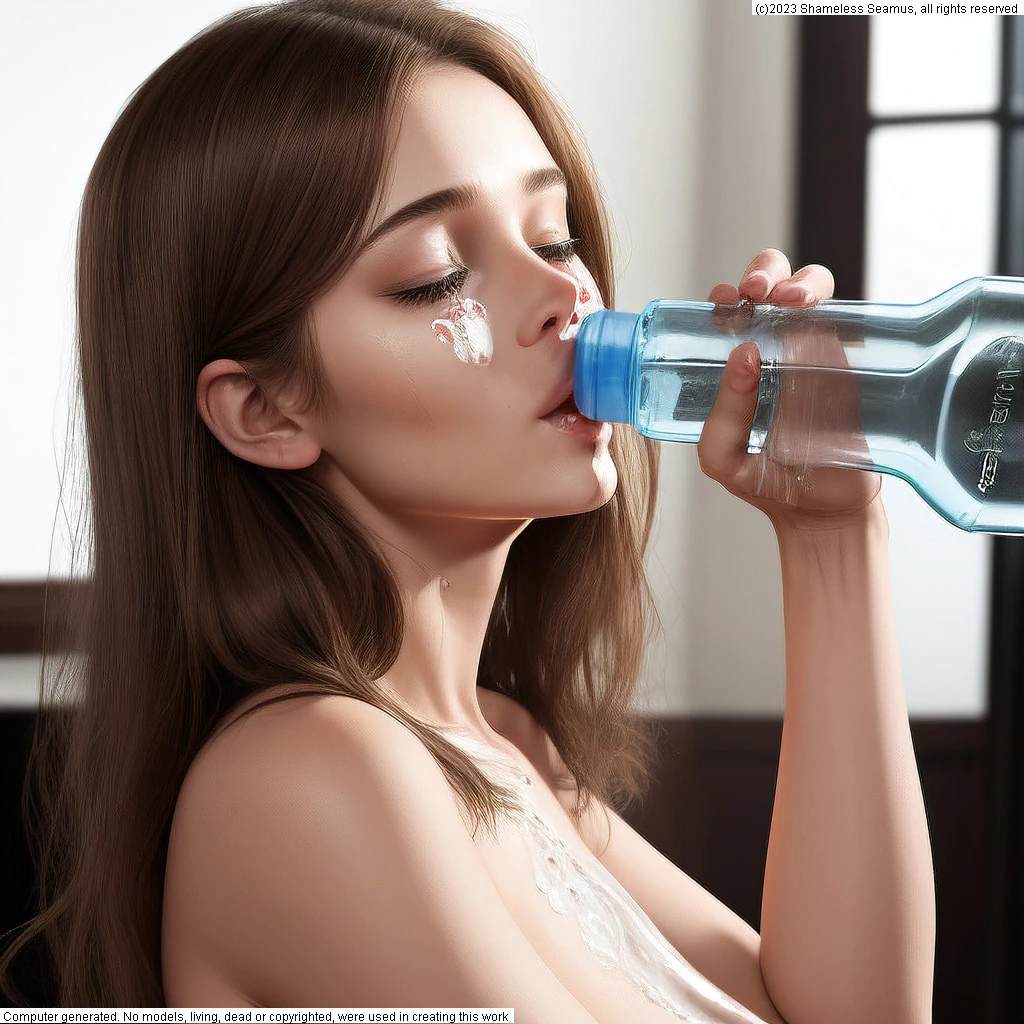 Woman Struggling to Drink Water #30