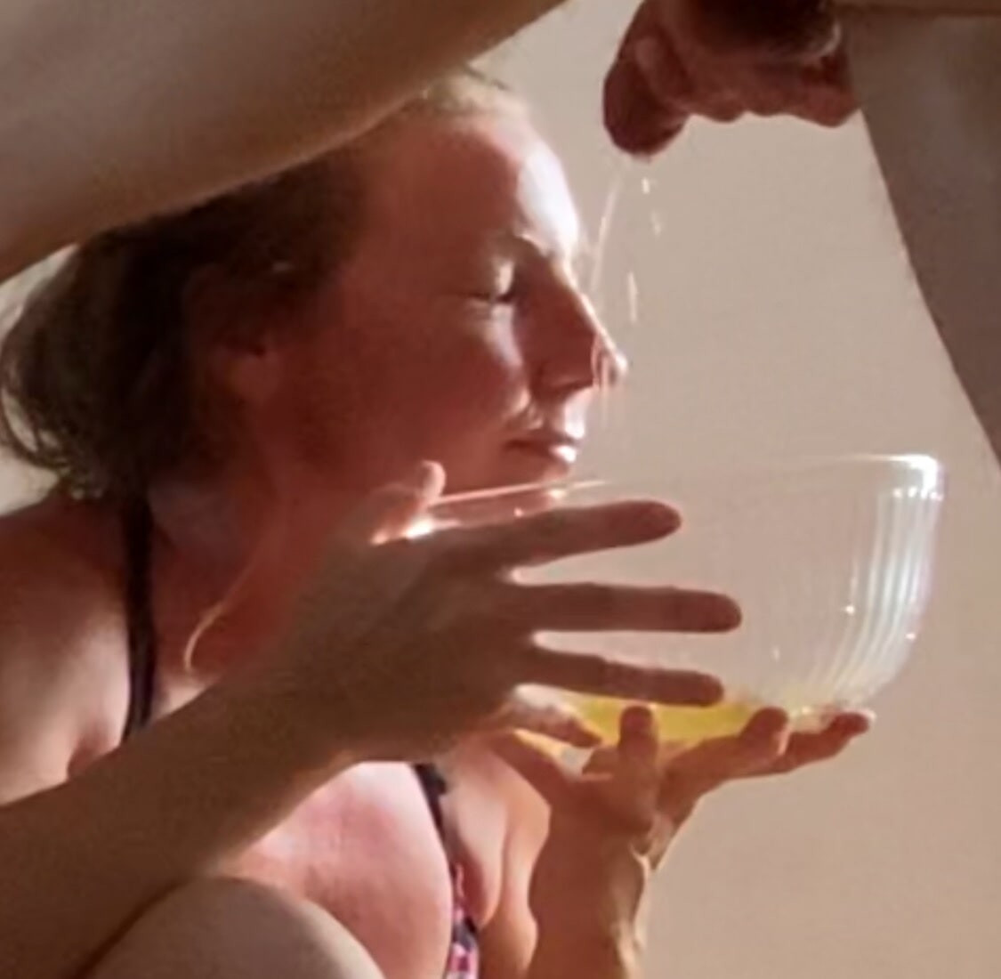 She enjoys drinking urine from bowl #15