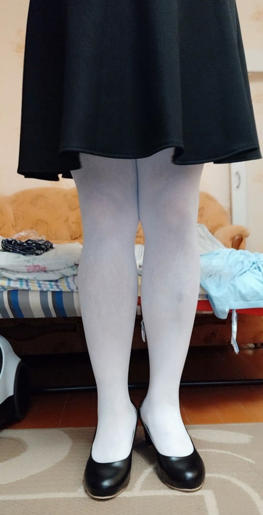 white tights &amp; black skirt #21