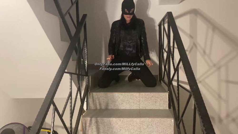 Batman Mask Blowjob on the Stairs – Cum on My Mouth & Mask #4