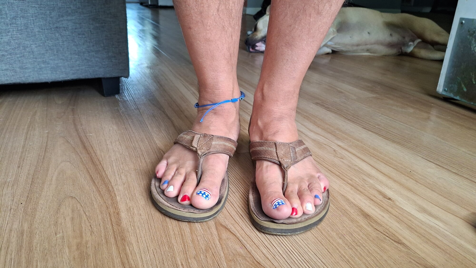 sandals on painted toes