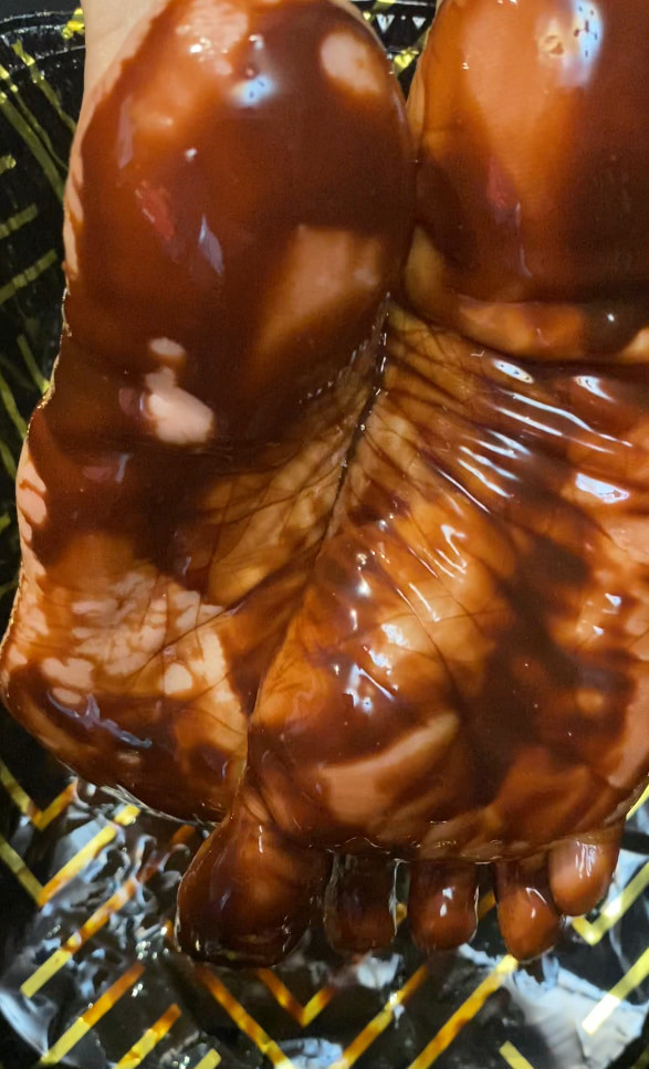 Melove Small Feet Got Messy With Chocolate Syrup