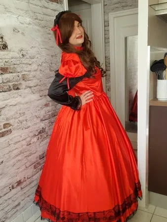 sissy long red dress         