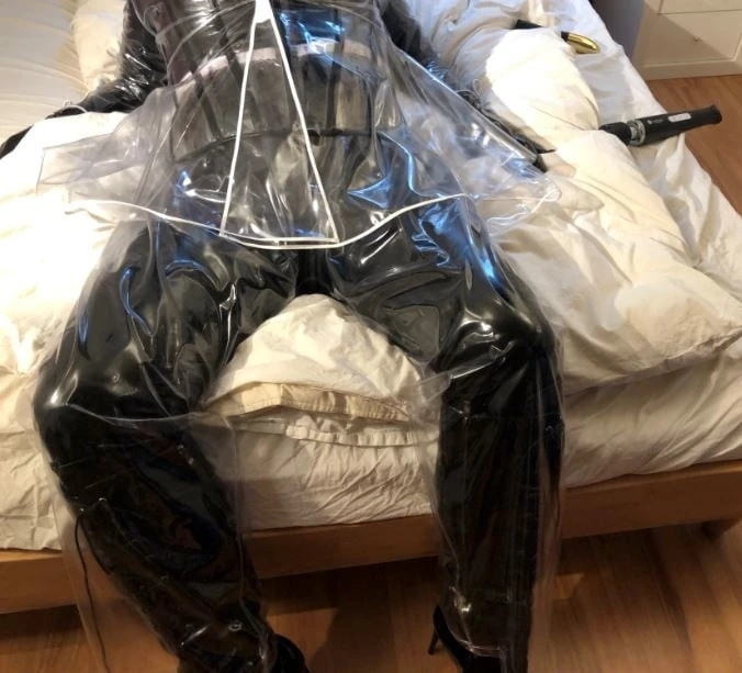 Transparent PVC Plastic Fetish Masturbation #22