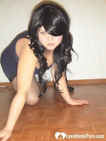 girlfriend in stockings showing off her desirable body         