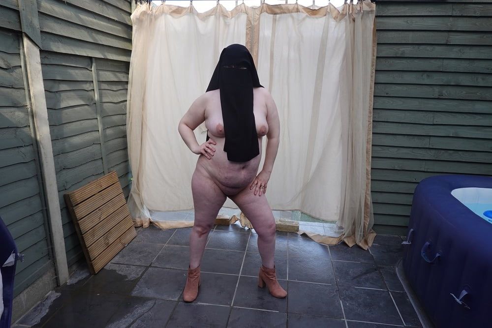 Nude in Niqab in ankle boots #28