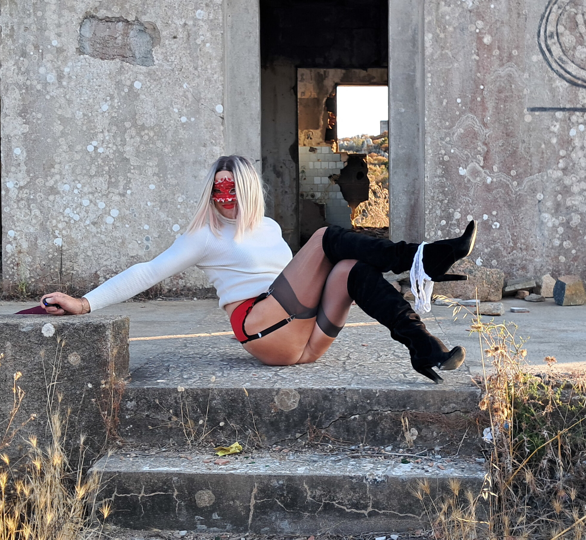 Sexy blonde in retro nylon stockings #27