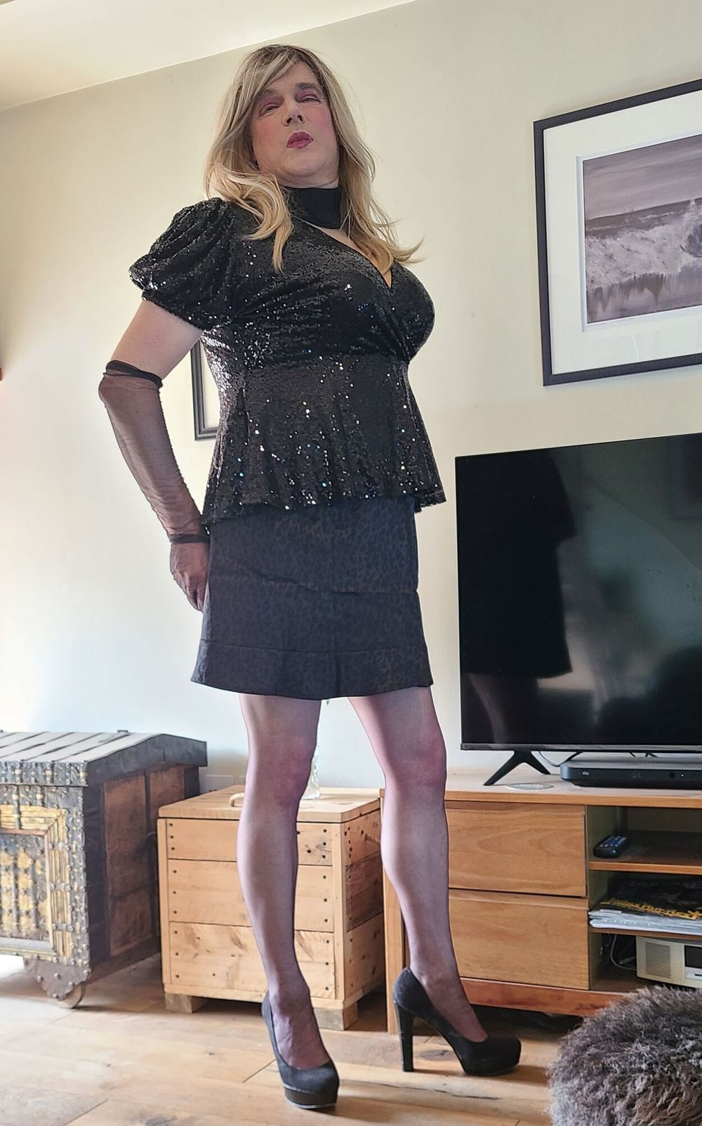 crossdresser in stockings and heels #3