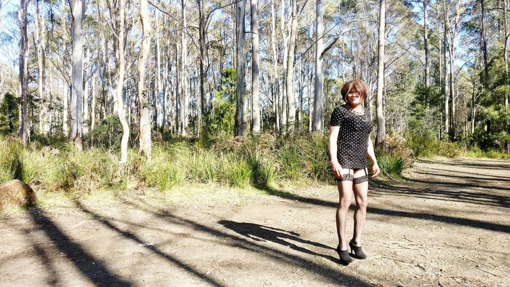 Crossdress Road Trip Black Pokadot dress #23