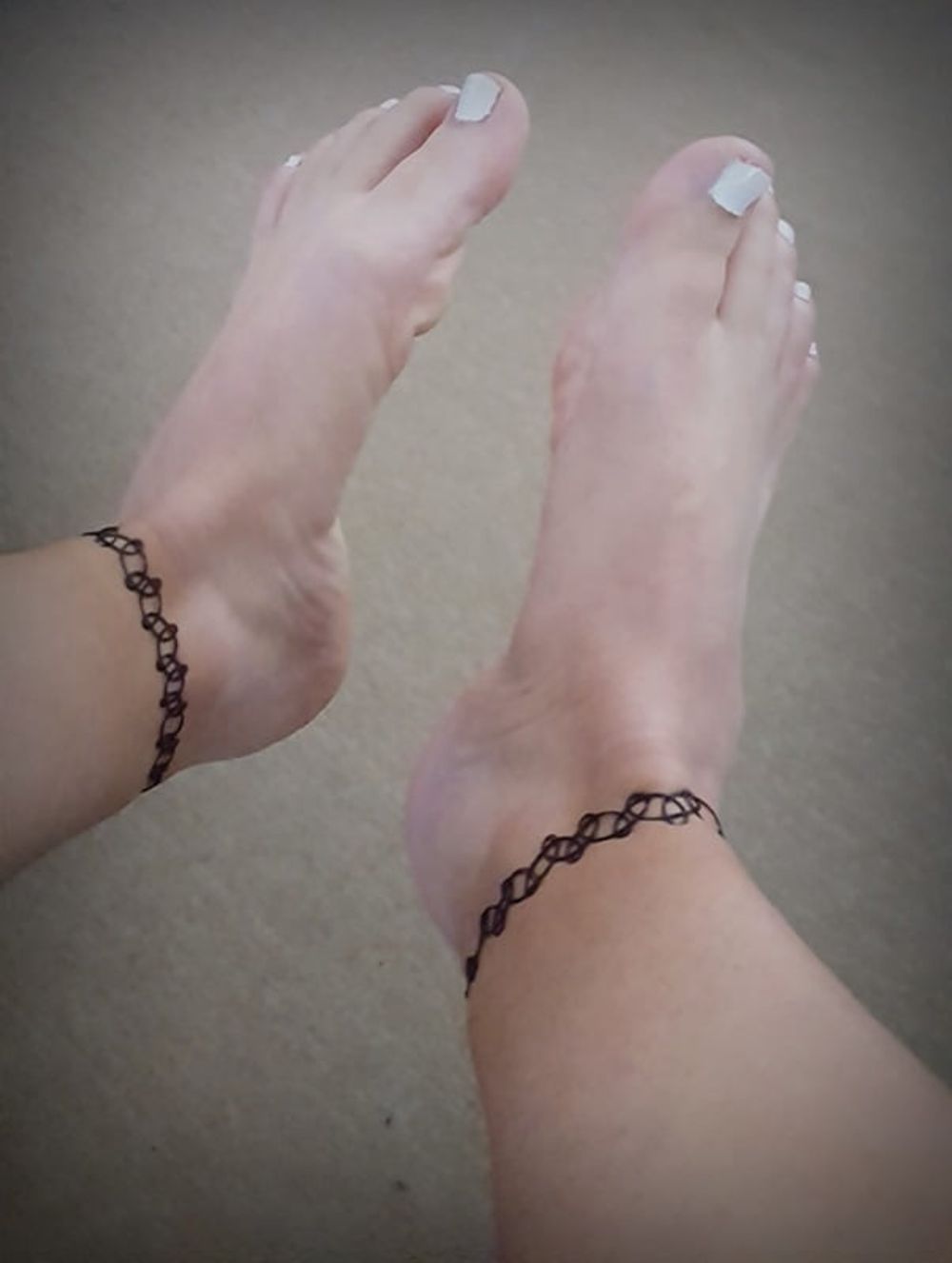 Barefeet ++ Clear Heels Mules ++ Anklets ++ White Toe Nails #13