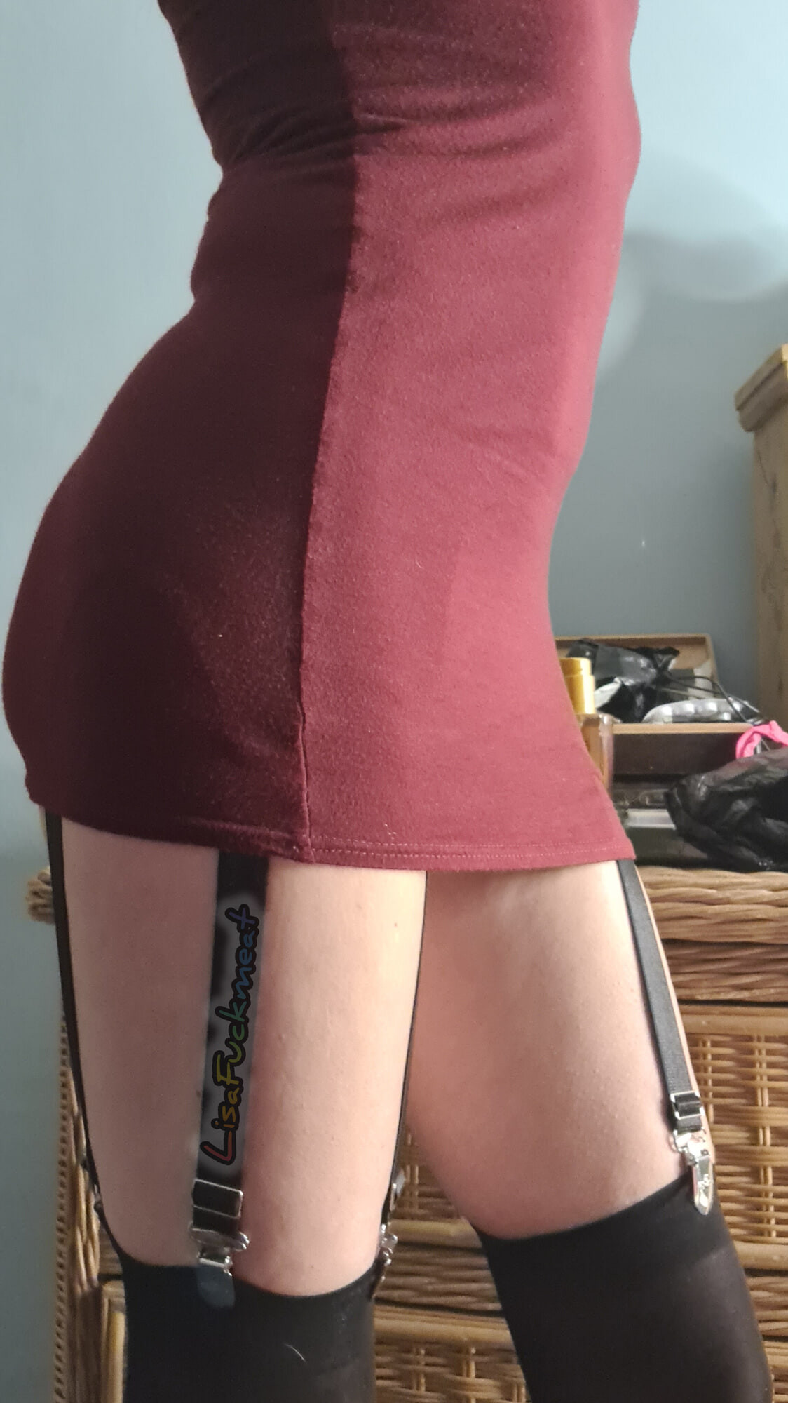 Little Red dress and black stockings #4