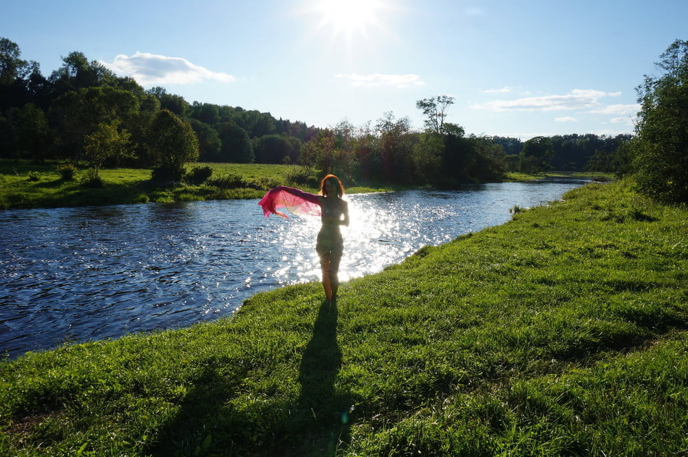 On the Beach with Pink Shawl #7