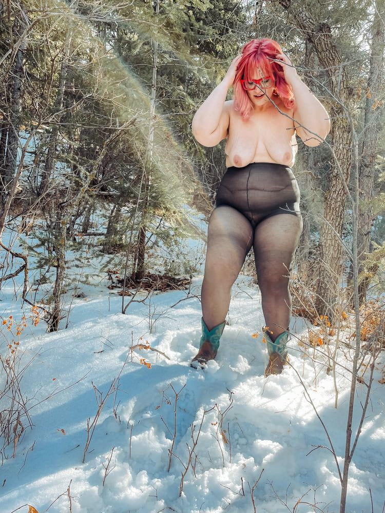 BBW Witch in the woods gets naked in Pantyhose #4