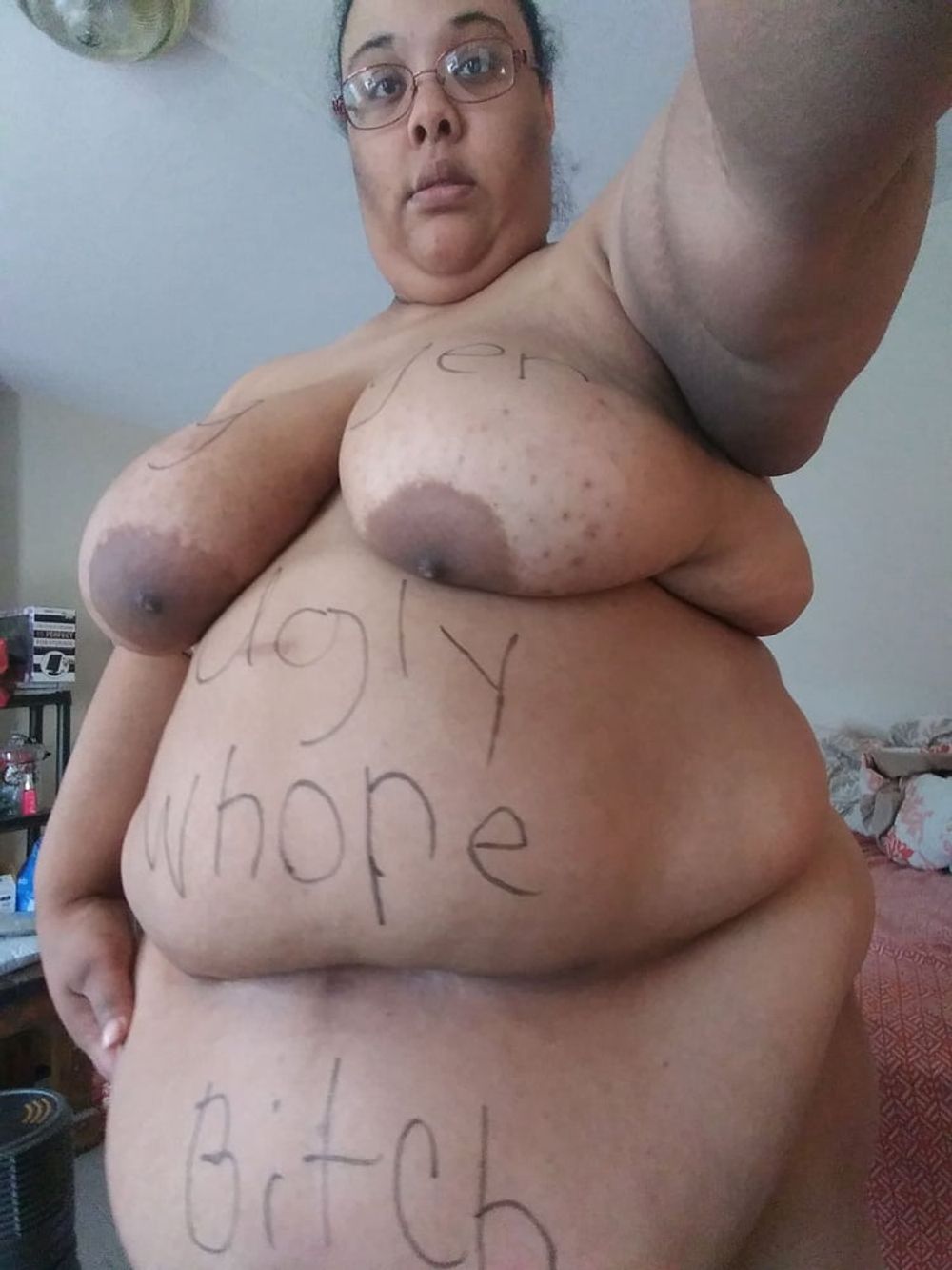 Dumb SSBBW Slut Jessica Jones&#039; Bodywriting  #24