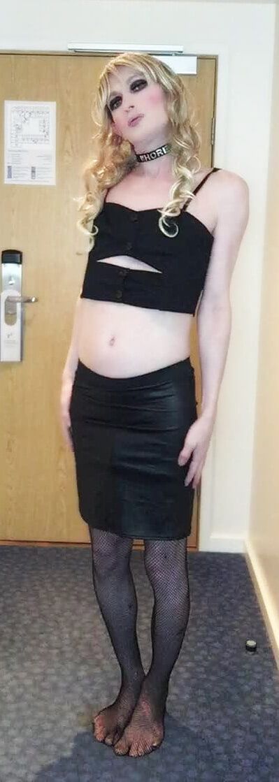 Sissy Crossdresser In Black Slut Outfit Posing  #8