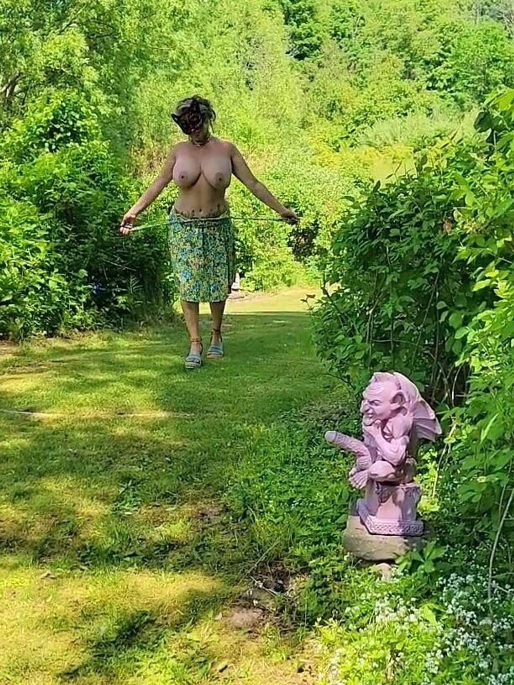 Mommy&amp;amp;#039;s Re-purposed Used Dildos.  Hugh-Titted Garden Walk #10