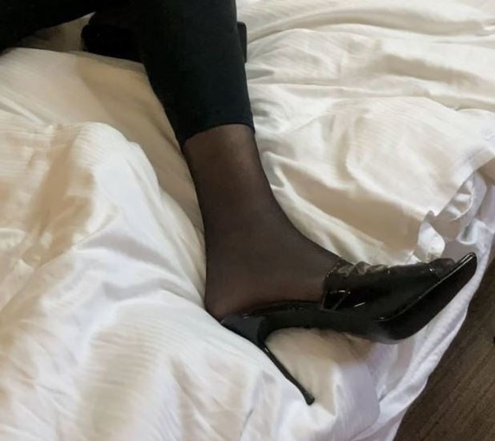 Black Mules and Leggings Masturbation #9