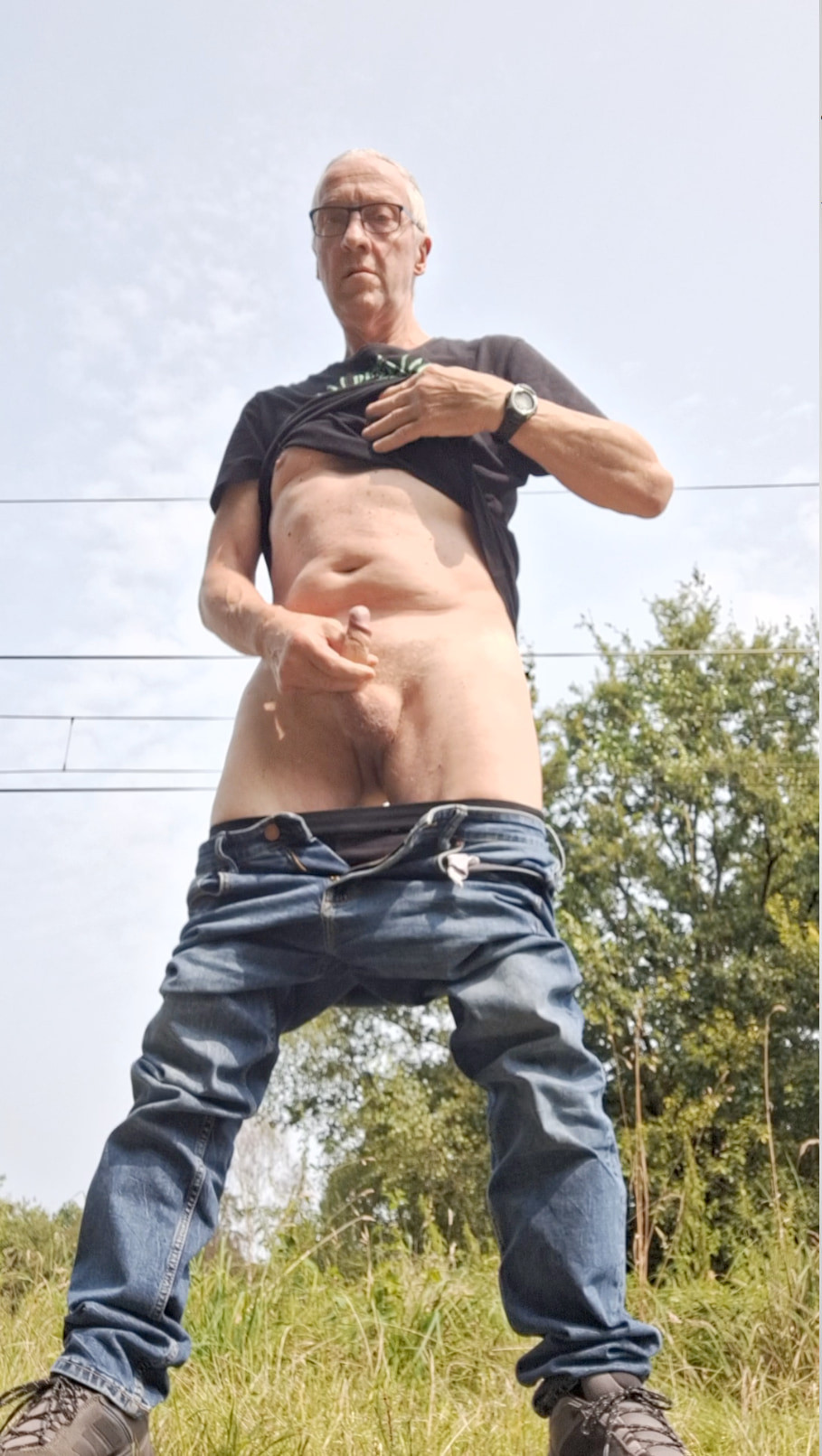 exhibitionist grandpa naked cruising public outdoor cumshot  #15