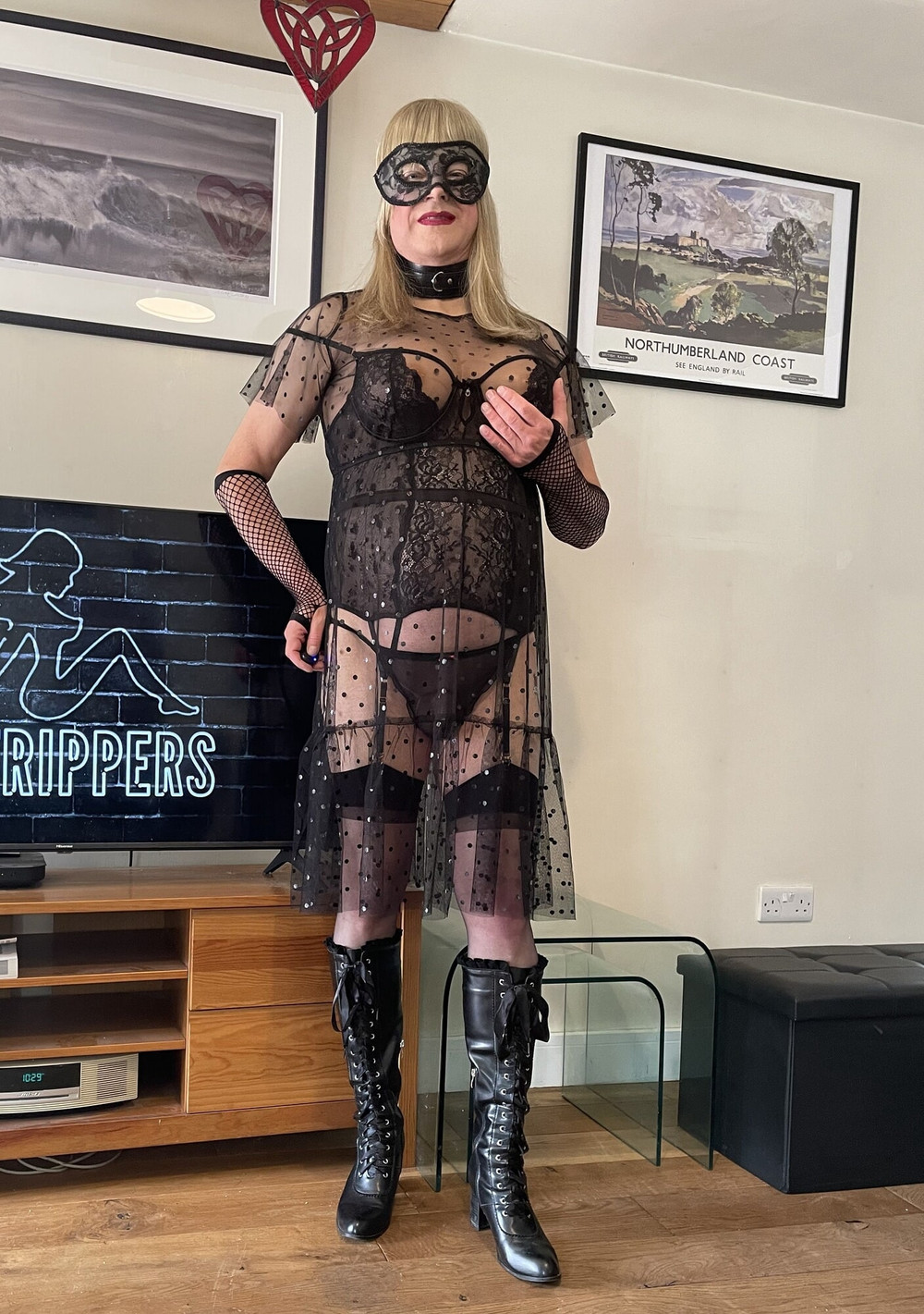 crossdressed in black lingerie #12