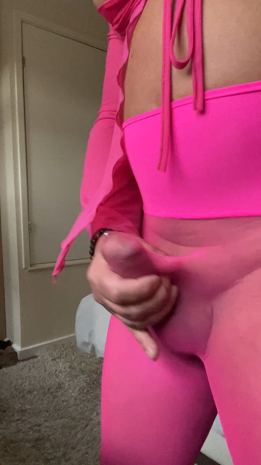 Amateur crossdresser Kellycd2022 in pink seamless pantyhose  #33
