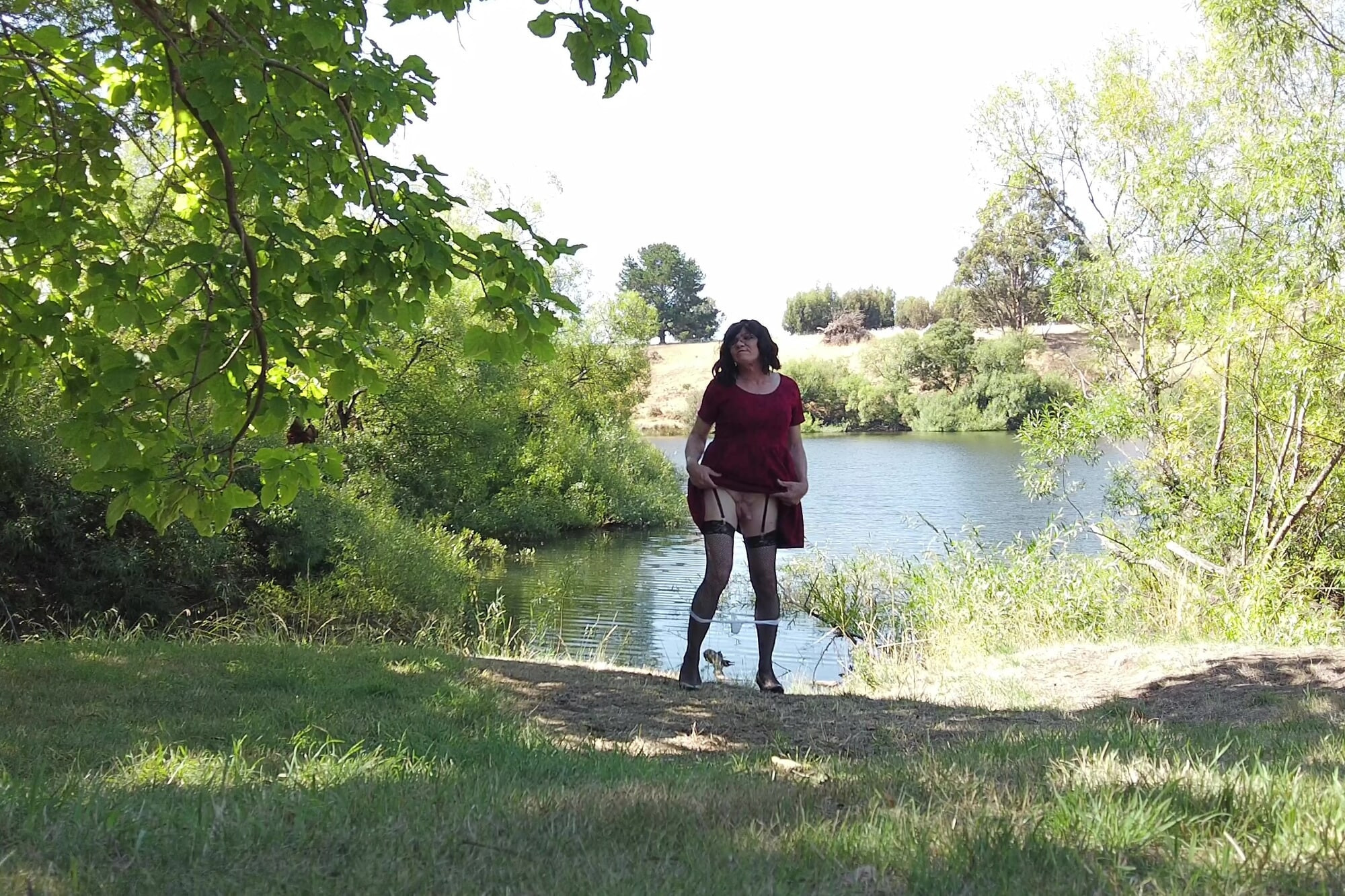 Crossdress Roadtrip - River side Pantie Drop #10