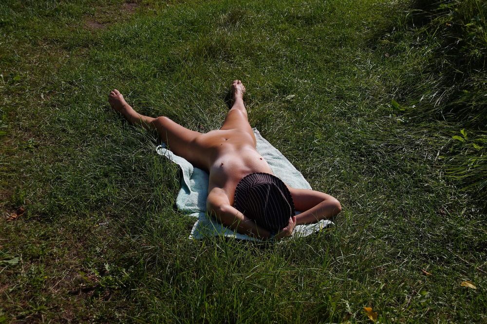 Nude on green grass #5