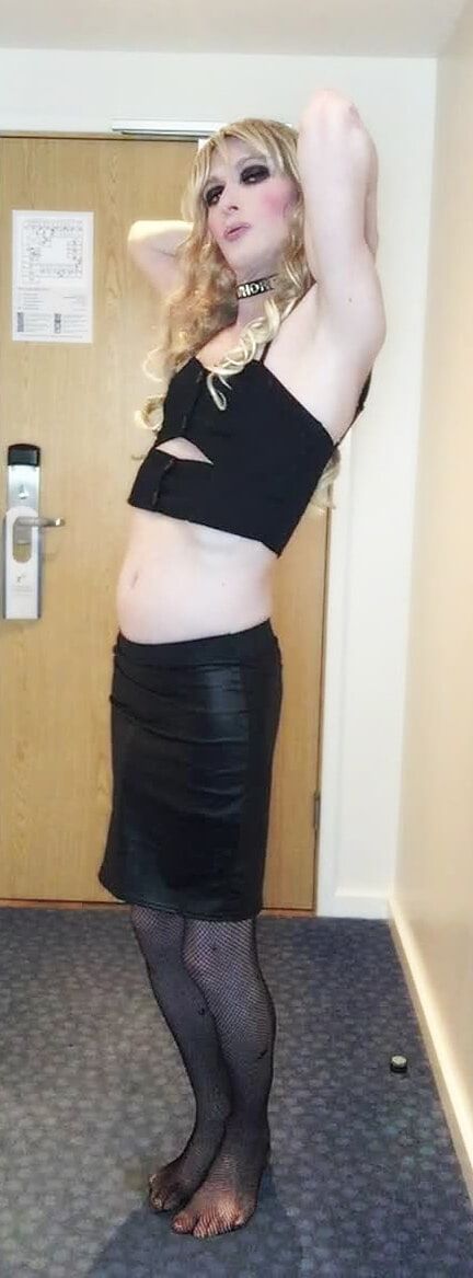 Sissy Crossdresser In Black Slut Outfit Posing  #12