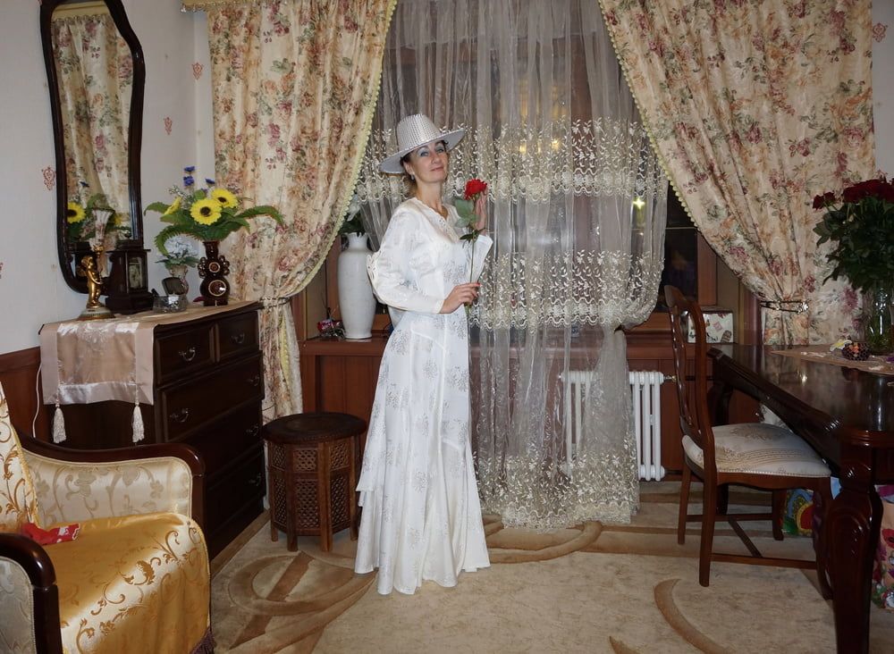In Wedding Dress and White Hat #47